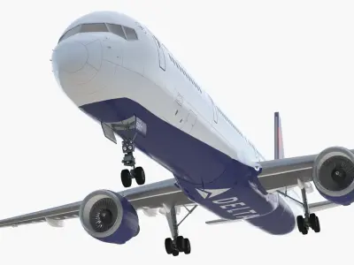  Delta Air Lines Boeing 757-300 with Cabin and Doors Rigged for Cinema 4D 