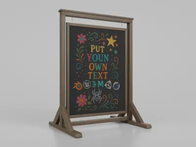 Customizable Double-Sided Chalkboard Signs 3D Model Pack
