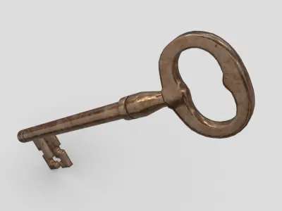 Key 8 golden Low-poly 3D model