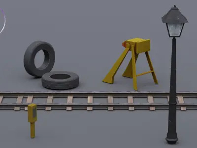 TrainStation Asset pack Vol 1 Low-poly 3D model