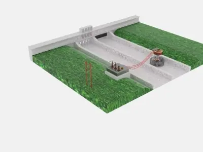 Hydro Power Plant Low-poly 3D model