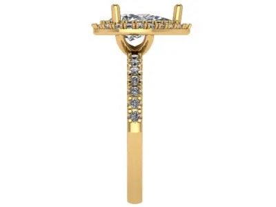 Pear shape halo ring with pave setting along the shank 3D print model