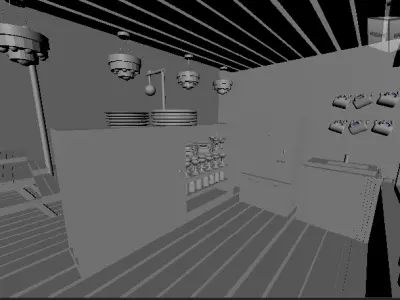 Full Cafe 3D Scene  Low-poly 3D model