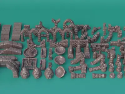 90 Ancient Ruin Scatter Pack  Tabletop Terrain 28 mm 3D print model