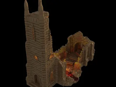 Cultist Church Tabletop Terrain 28 MM 3D print model