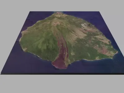 Mountain landscape Volcano Ruang North Sulawesi Indonesia 3D model