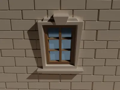 Cartoon Window  Low-poly 3D model