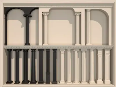 Classical Columns pillar decorate Low-poly 3D model