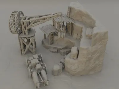 Small Stone Quarry  Tabletop Terrain 28 mm 3D print model