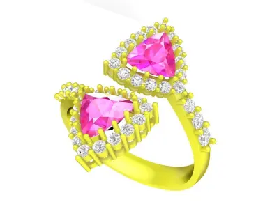 Luxury Pink Gemstone Bypass Ring Design for Women 6896 3D print model
