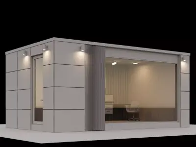 Backyard studio with furniture var 1 3D model