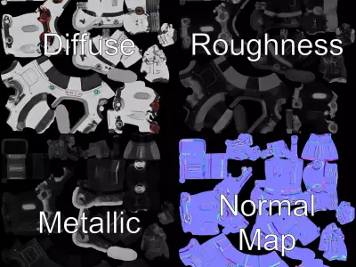 Retro Robot Character Model Pack Low-poly 3D model