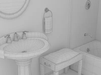 Bathroom with toilet and sink 3D model