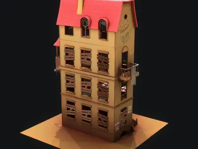 Stylized House Low-poly 3D model