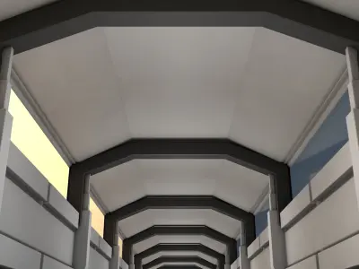 Sci Fi Corridor Low-poly 3D model 13