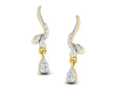 Gold Diamond Women Earring 3D print Model 3D print model 58