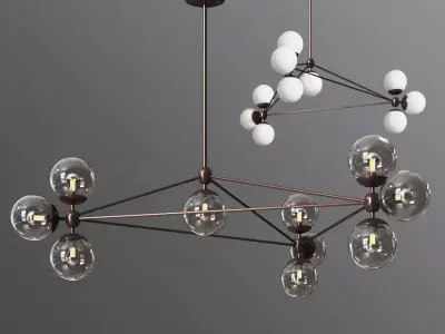 Modo Chandelier 3 Sided 10 Globes rollandhill 3D model