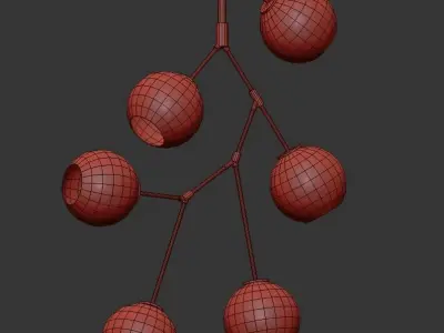 Neutron 8 chandelier with five glass balls hanging from it 3D model