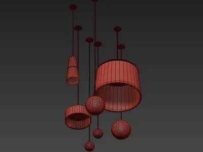 Cloth modern pendant lights 3D model
