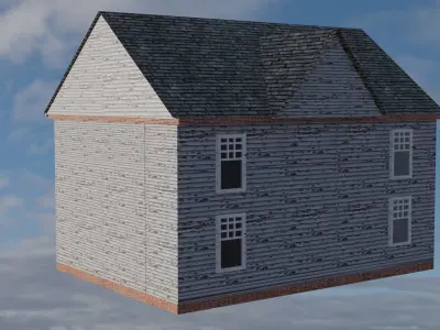 House 3D Model in sky Low-poly 3D model