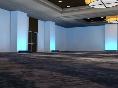 Ballroom 1 floor with lights 3D model