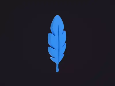 Stylized Blue Feather 3D model