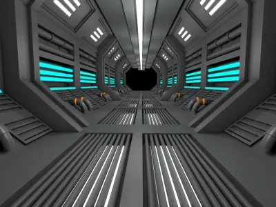 Sci fi Tunnel 3D model 8