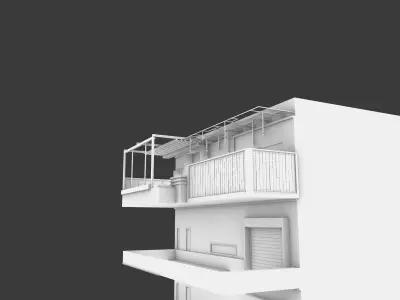 roofgareden building with balconies and balconies 3D model