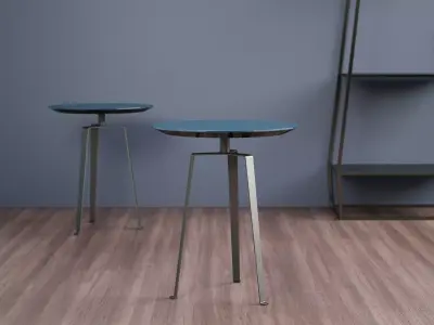 Tie wooden coffee table with metal legs 3D model