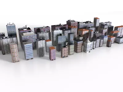 Out of bounds background buildings Low-poly 3D model