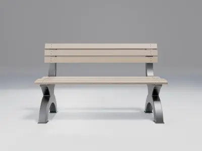 bench - metallic - modern  Low-poly 3D model