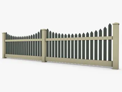 Wooden Fence Low-poly 3D model 5