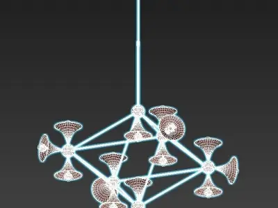 diamond modern brass chandelier with five lights 3D model