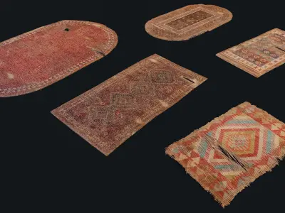 Small Carpets 1-5 Low-poly 3D model