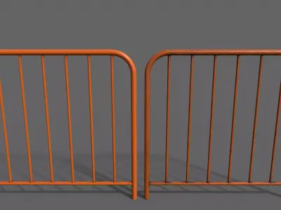 PBR Pedestrian Guard Rail Orange V2 Low-poly 3D model