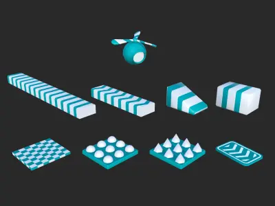 Runner Obstacles Pack Low-poly 3D model