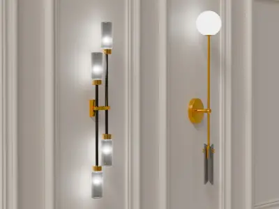 Wall Lamp Light Collection Low-poly 3D model