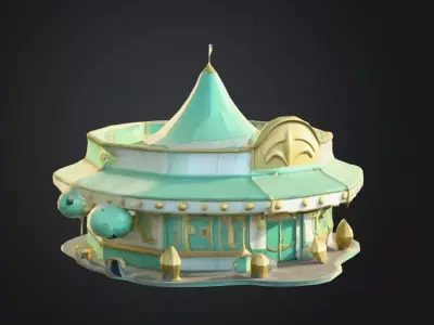 Stylized Carnival Cafe 3D Model  Low Poly Festival Asset Low-poly 3D model