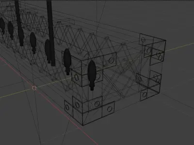 Black Metallic Hinged Chandelier  3D model 3D model