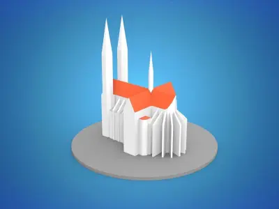 The Church of the Vow Votivkirche Wien Low-poly 3D model