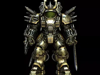 Samurai Mecha Armored Cyber Samurai Robot Highpoly Game Sculpt 3D print model