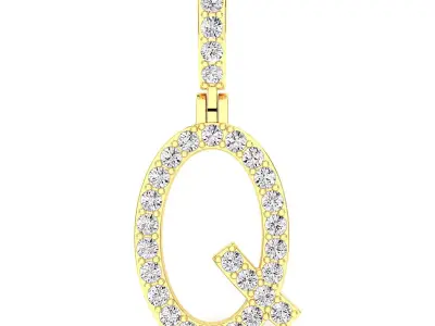 Alphabet Q-letter single row pendant 3D print model