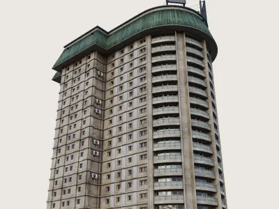 Building Skyscraper City Town Downtown Office Space Work Street Low-poly 3D model 10
