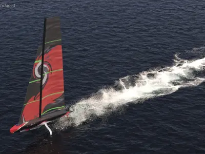  High-Speed Regatta Yacht Hydrofoil Red 