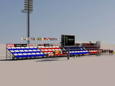 Motorsports Grandstand Low-poly 3D model