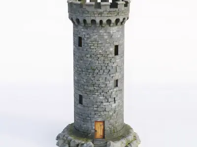 Ancient Isolated Stone Watchtower 3D Model Low-poly 3D model