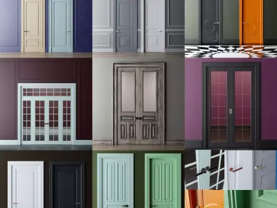 Door collection two doors mockup 3D Model Pack