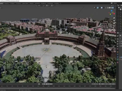 Plaza de Espana SIVIGLIA SPAIN with texture Low-poly 3D model