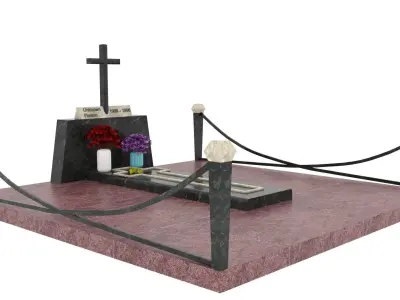 Grave with a cross 3D model