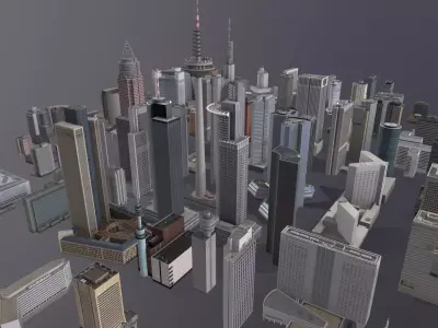 City Buildings Pack Vol2 101-200 With LODs Low-poly 3D model